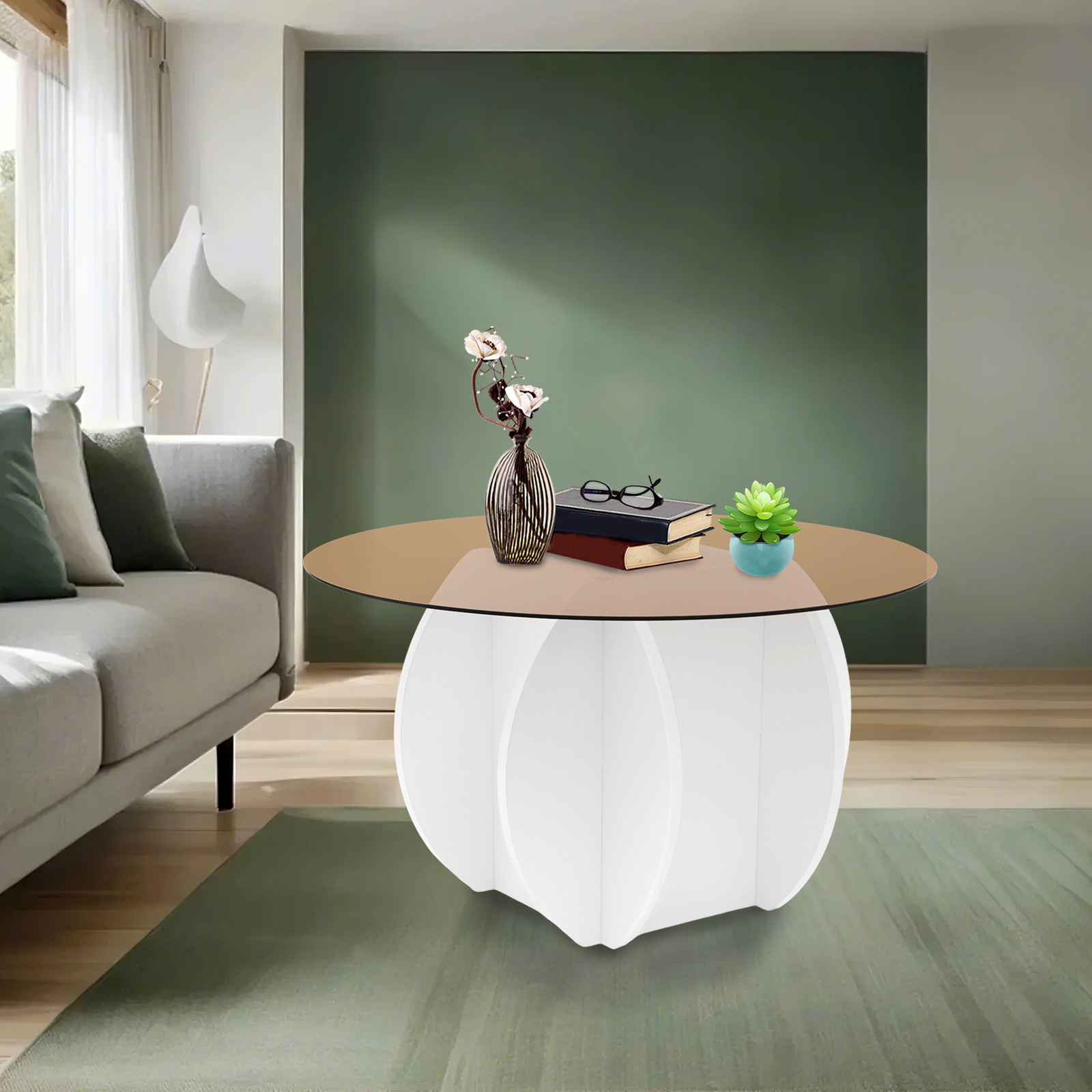 Modern Round Coffee Table 27.6 - Book Weight Glass บทวิจารณ์และราคา