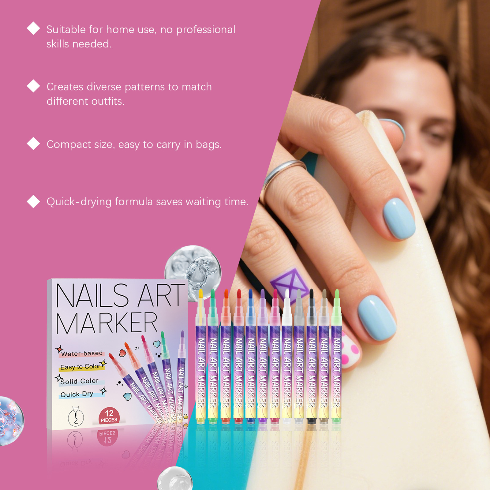 12Pcs Nail Art Pens With Fine  - Correction Pen Fine บทวิจารณ์และราคา