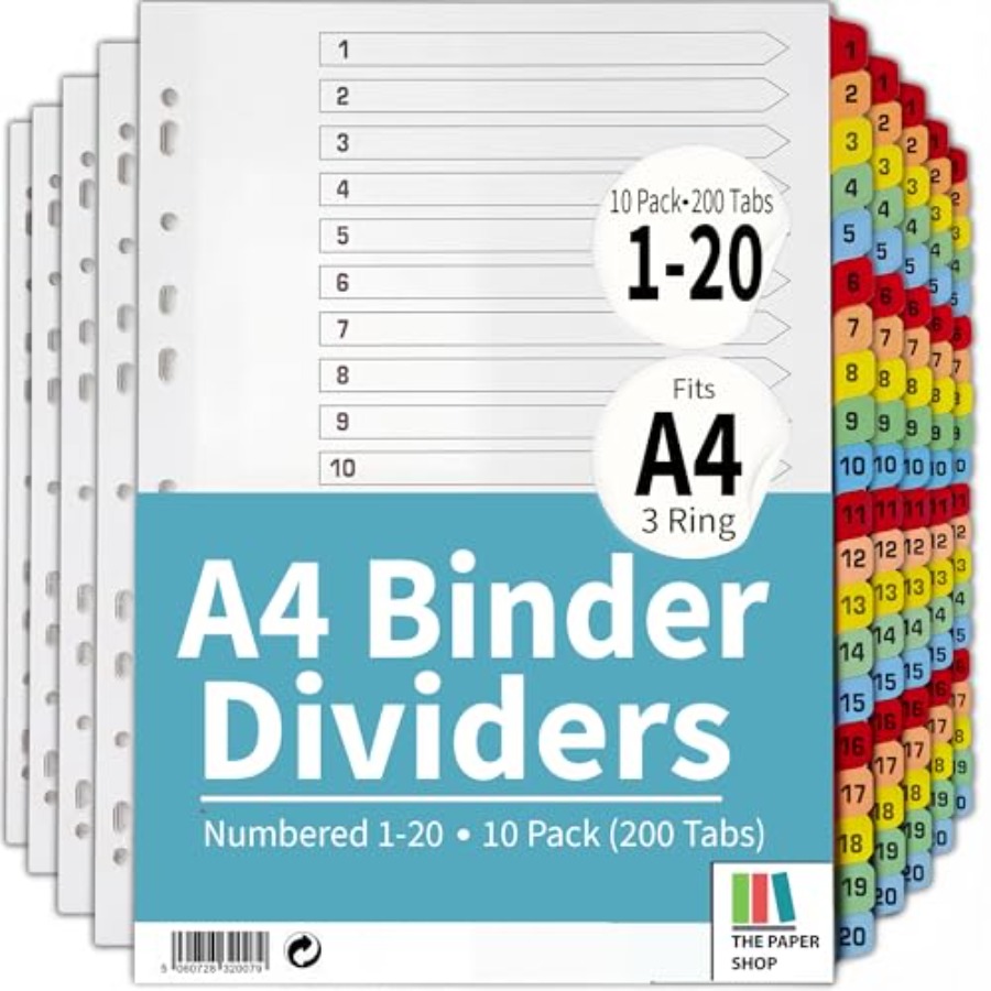 Binder Dividers with Tabs -20  - Tab Divider A4 บทวิจารณ์และราคา