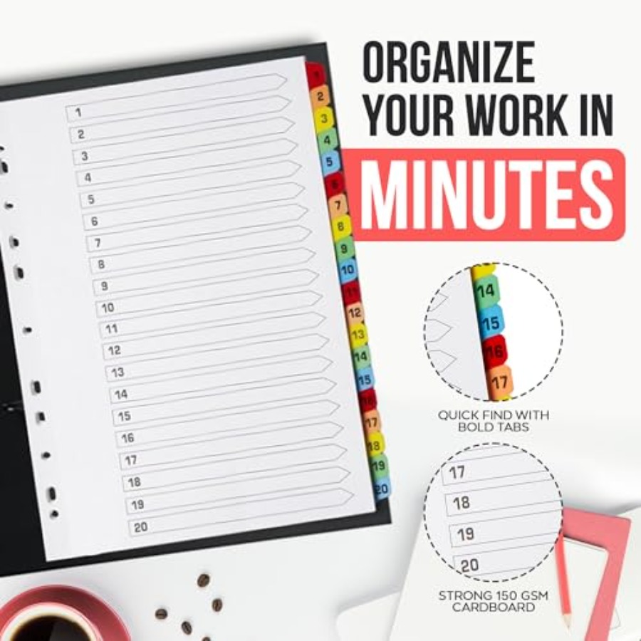 Binder Dividers with Tabs -20  - Tab Divider A4 บทวิจารณ์และราคา