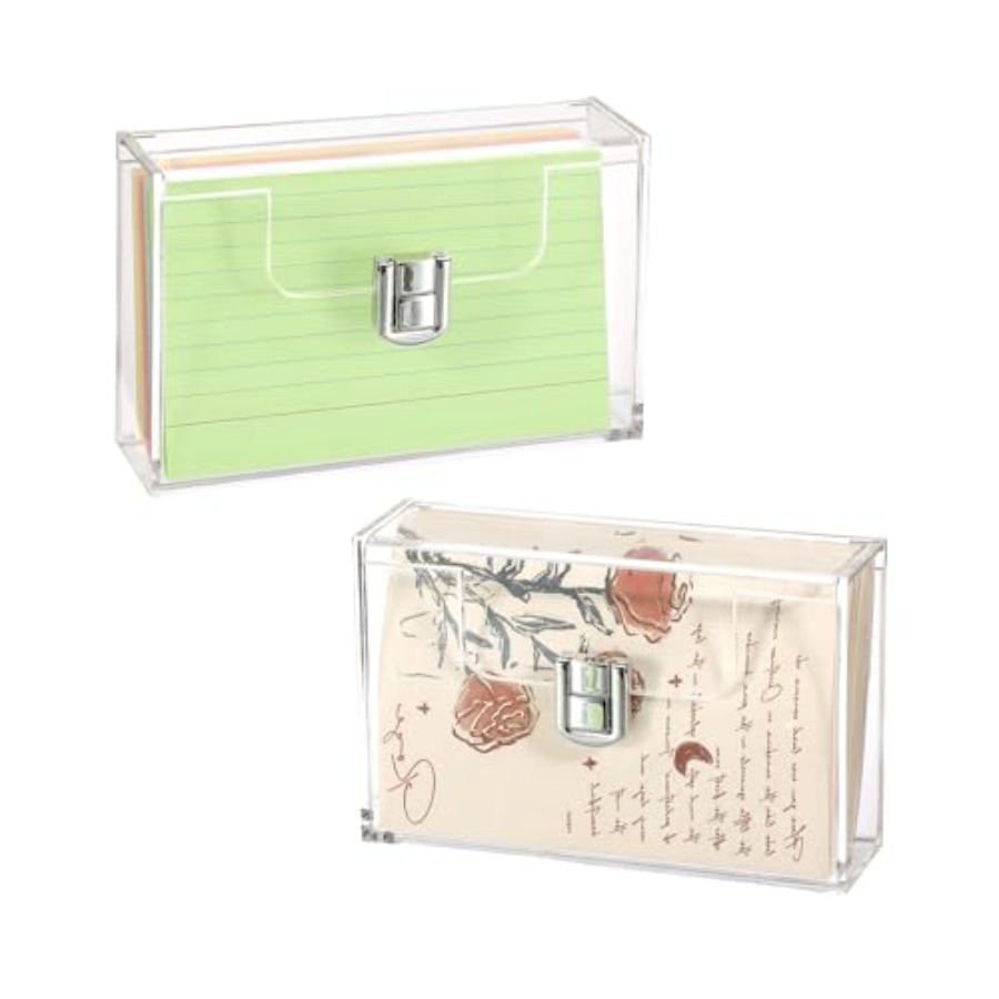2 Pack Clear Acrylic Index Car - Card Index Box บทวิจารณ์และราคา