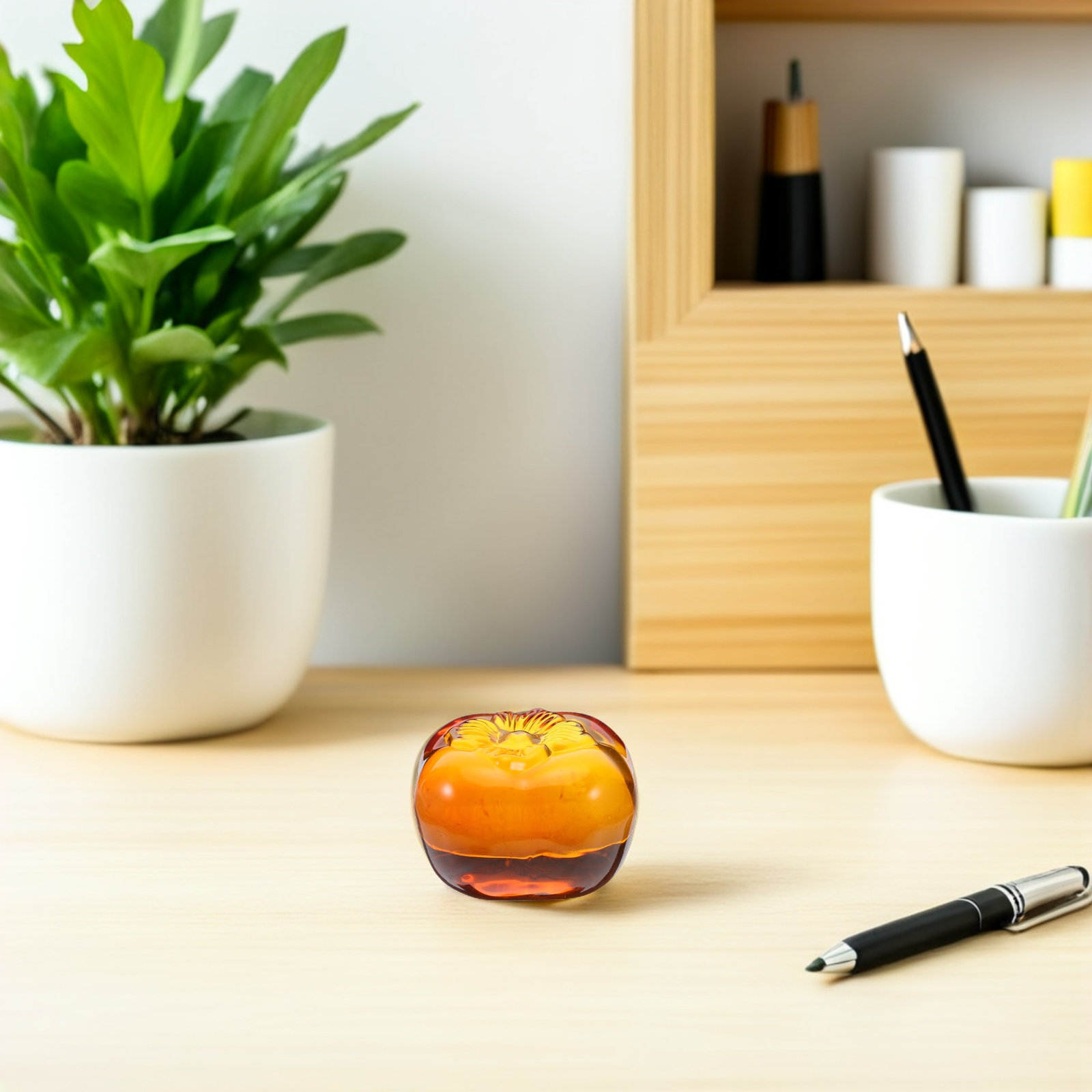 Crystal Persimmon Desk Paperwe - Book Weight Glass บทวิจารณ์และราคา