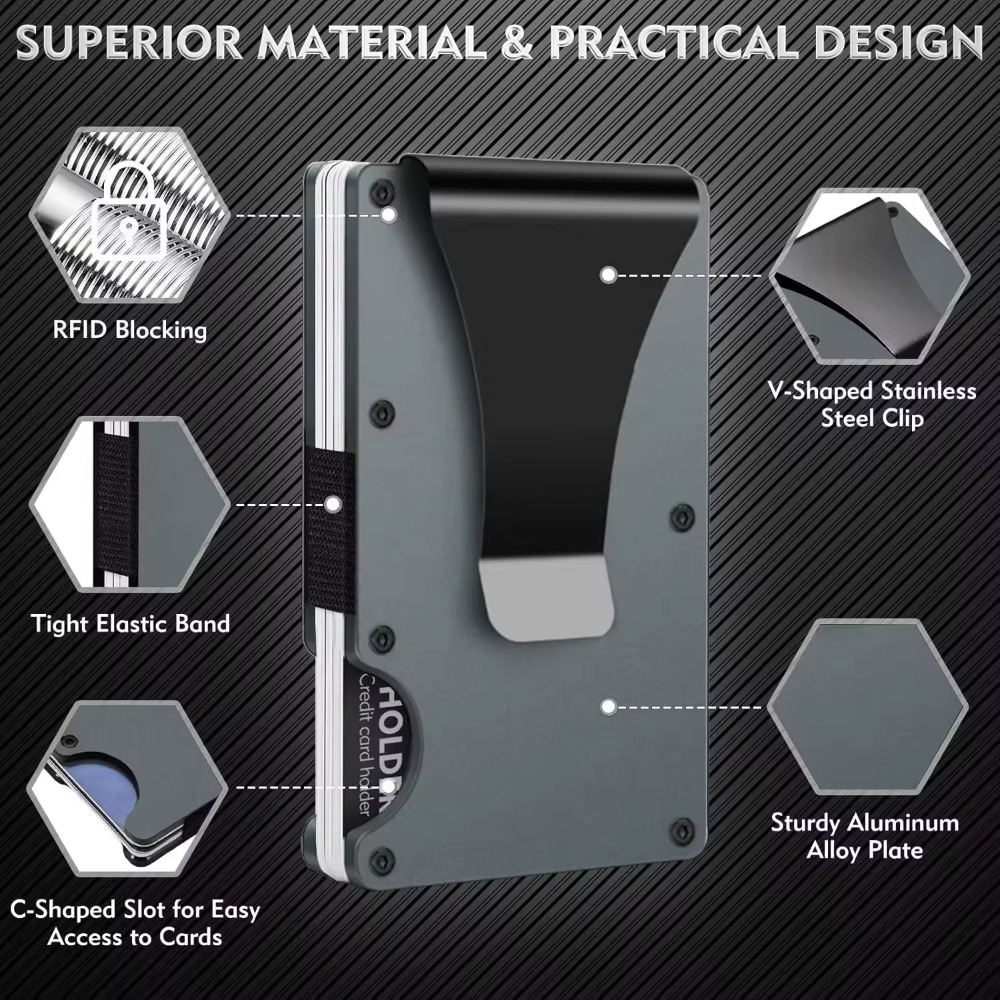 Aluminum Alloy Rfid Blocking C - Index Card Holder บทวิจารณ์และราคา
