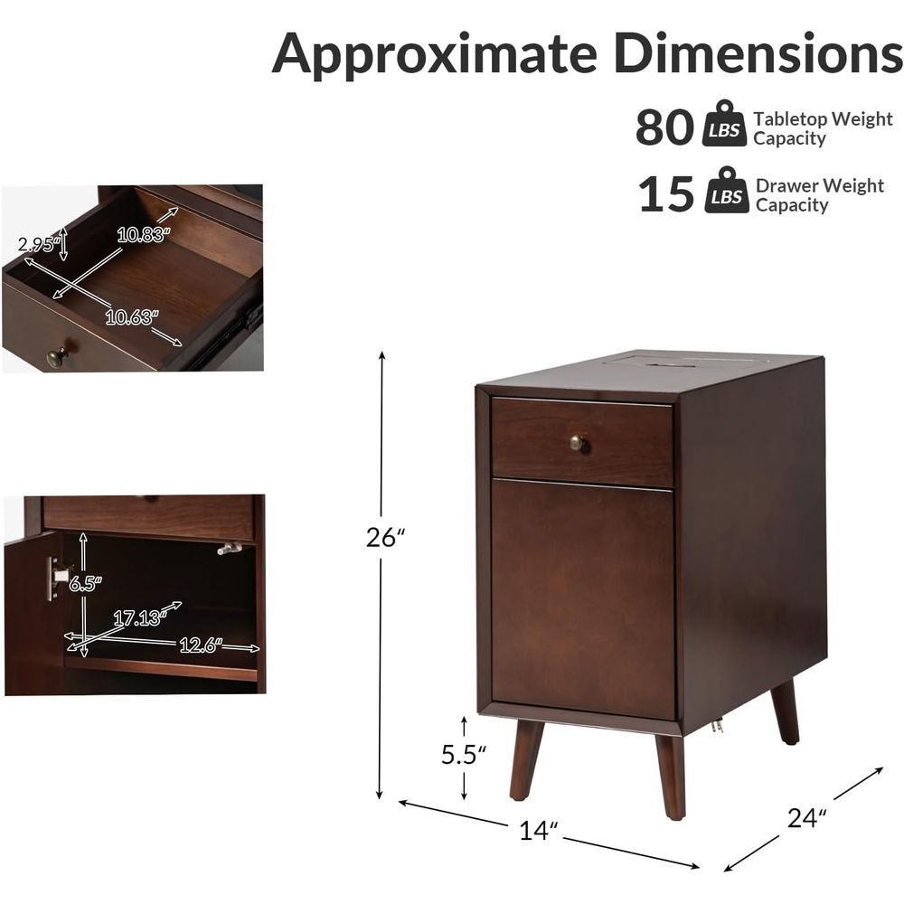 Walnut Charging Station End Ta - Magazine Holder Rack บทวิจารณ์และราคา