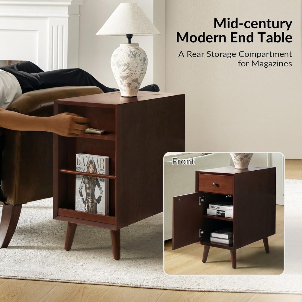 Walnut Charging Station End Ta - Magazine Holder Rack บทวิจารณ์และราคา